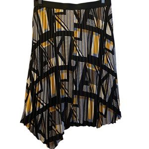 Karl Lagerfeld Geometric Pleated Skirt - Black, Yellow, White